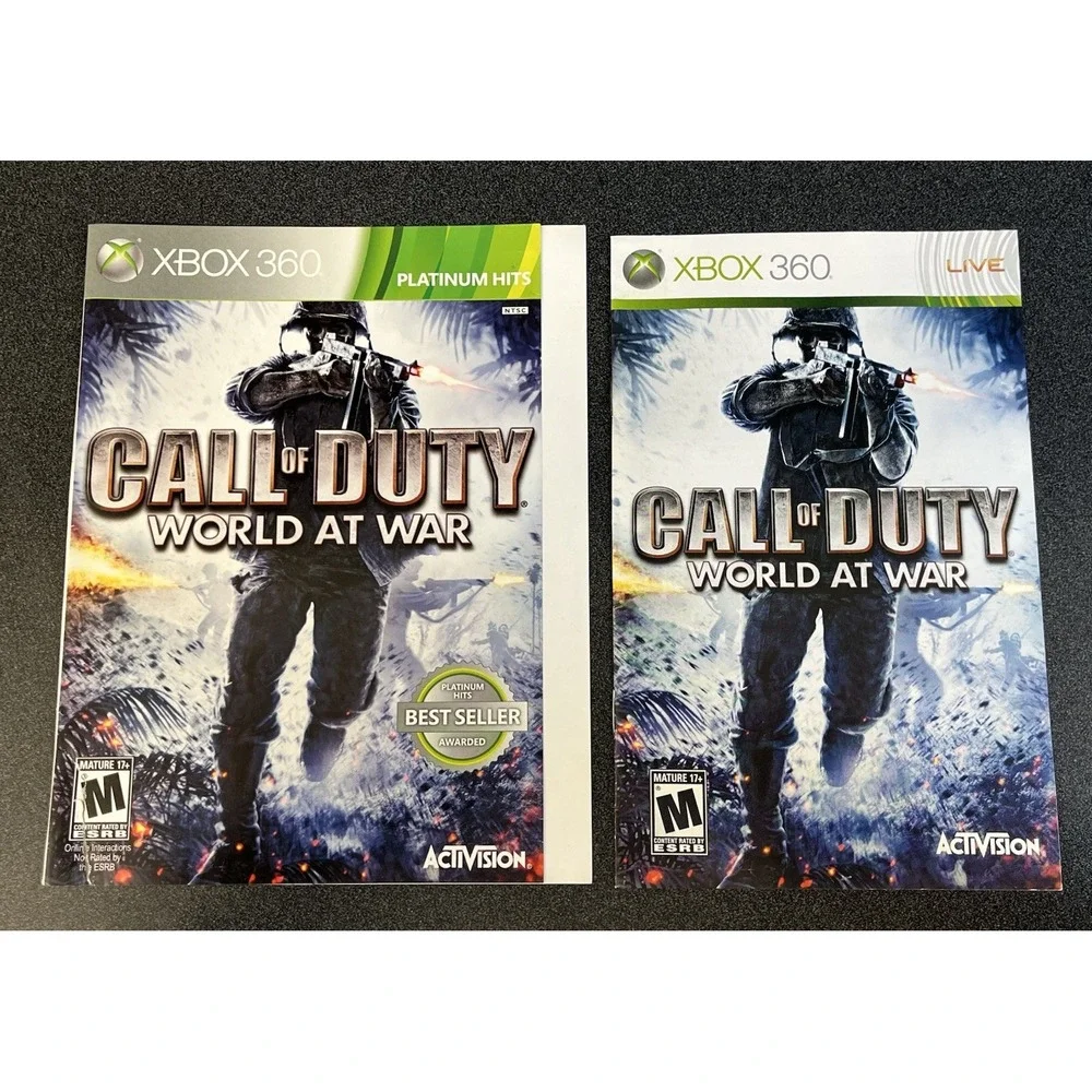 XBox 360 Call Of Duty World at War Case Insert and Instruction Manual Only